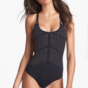 Nanette Lepore studded black onepiece swimsuit